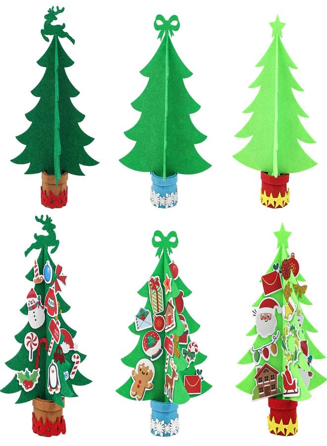 STEFORD 6 Pcs Felt Christmas Tree, 3D Holiday Craft Kits Make a Foam Christmas Tree Xmas Felt Tree Bulk Decorations with Gingerbread Man Penguin Snowman for DIY Home Activities - Image 2
